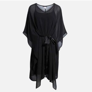 Eileen Fisher Silk Georgette Caftan dress with silk slip dress XL